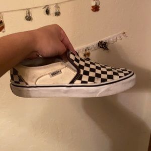 Checkered vans slip-on shoes
